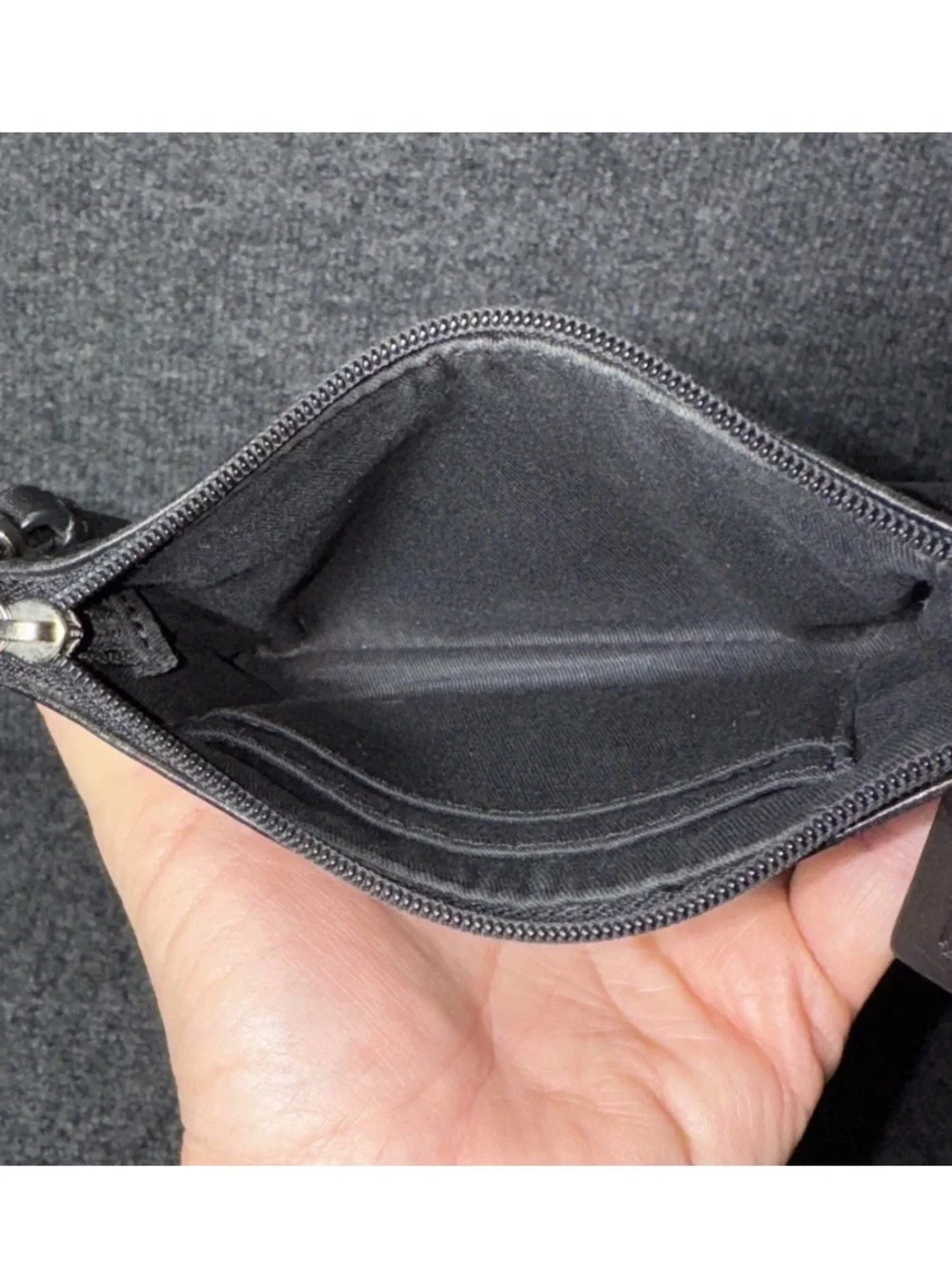 Coach Black Leather Wristlet Clutch with Logo Tag
